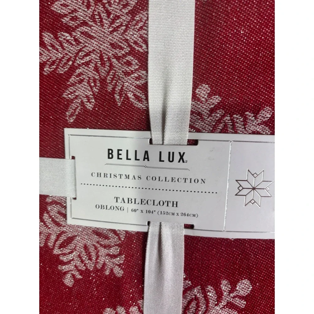 BELLA LUX Christmas Collection Tablecloth Oblong Red Snowflake 60‎ x 104